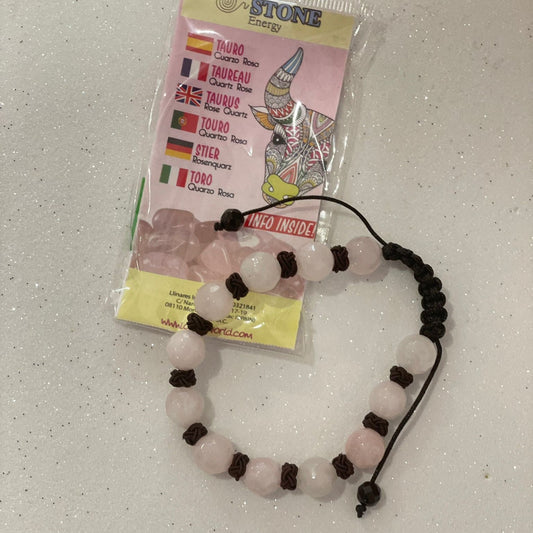 Pulseira de Signo Touro | Quartzo Rosa