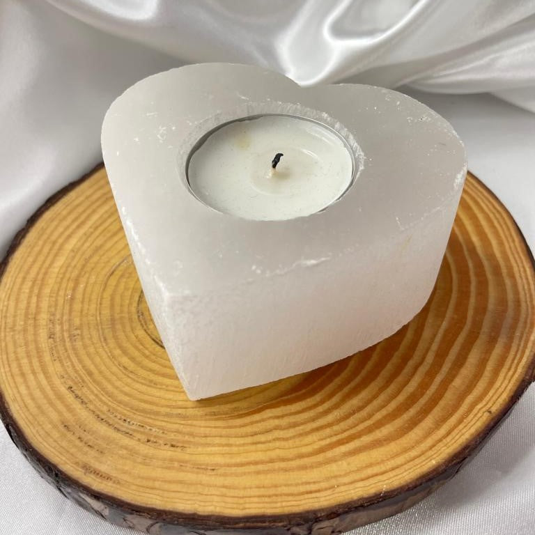 Selenite | porta-velas de coração