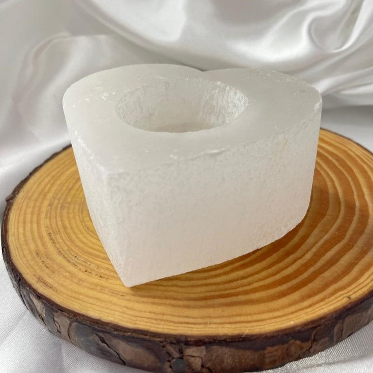 Selenite | porta-velas de coração