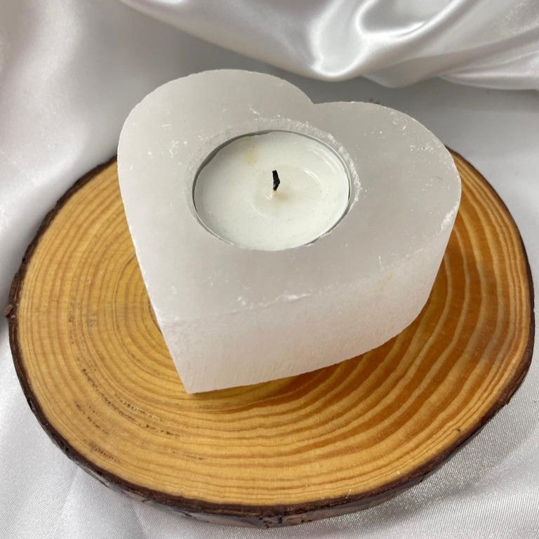 Selenite | porta-velas de coração