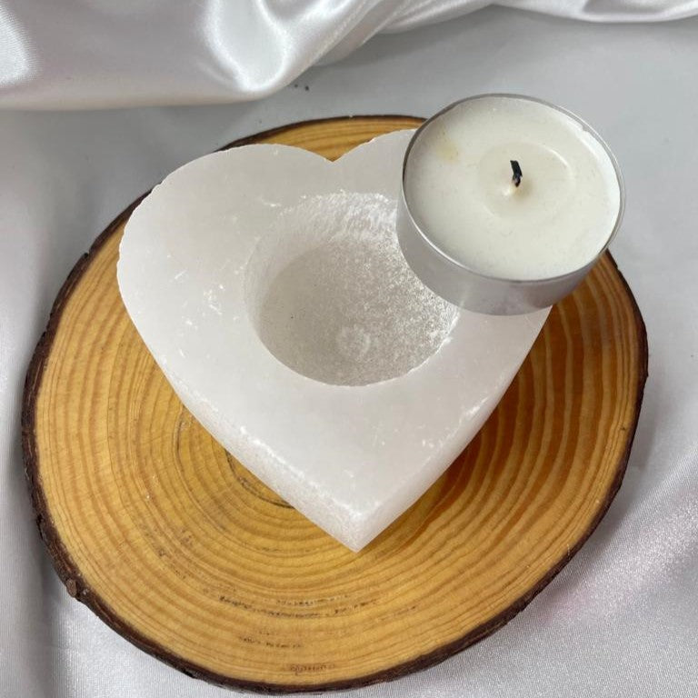 Selenite | porta-velas de coração